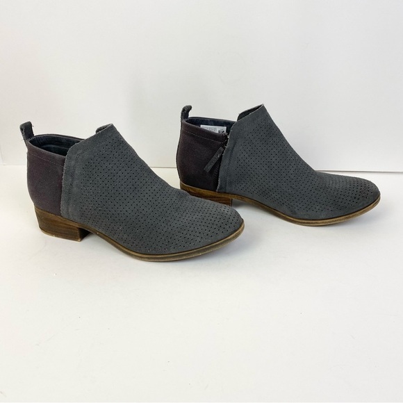 Toms Shoes - Toms Boots Womens SZ 9 Deia Ankle Bootie Grey Suede Perforated Comfort 10011183